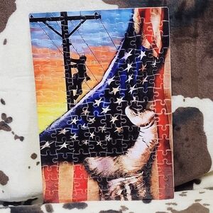 Lineman Flag 120 Piece Custom Handmade Jigsaw Puzzle Decor Gift